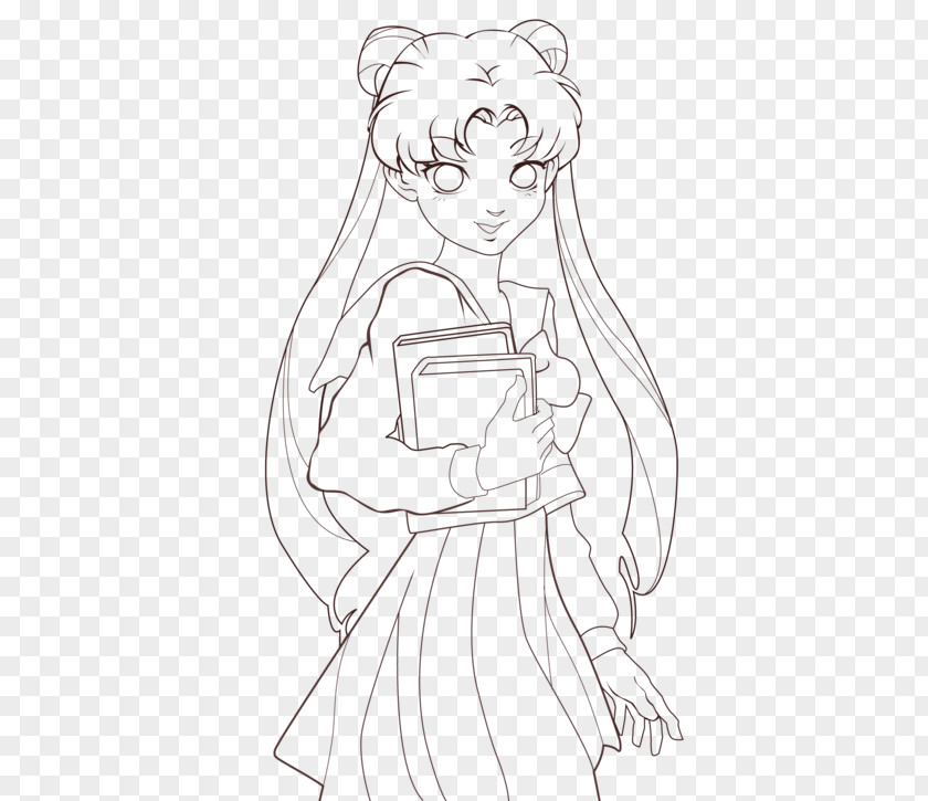 Sailor Moon Line Art Chibiusa Drawing Coloring Book PNG