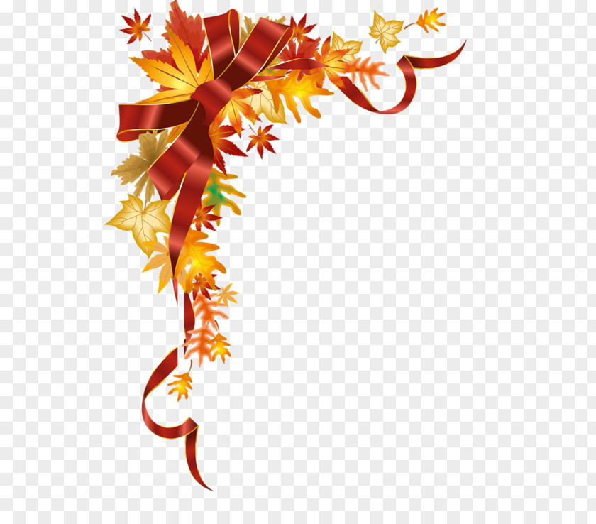 Silky Bow Maple Corner Decorative Material Autumn Free Content Clip Art PNG
