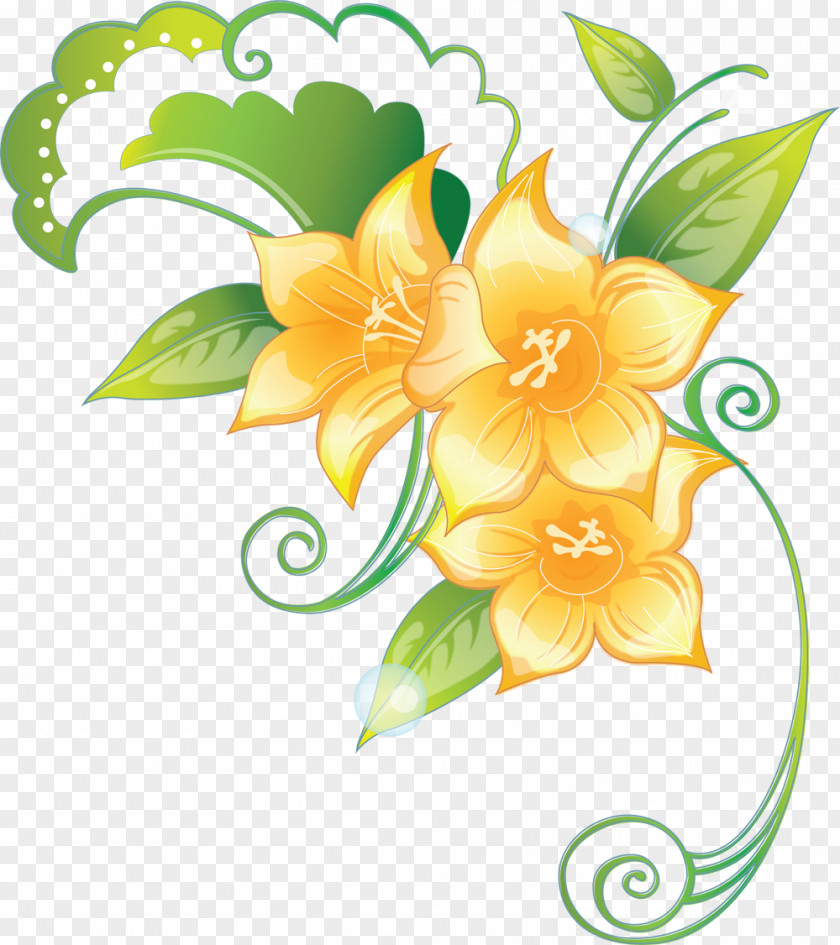 Green Floral Flower Drawing Clip Art PNG