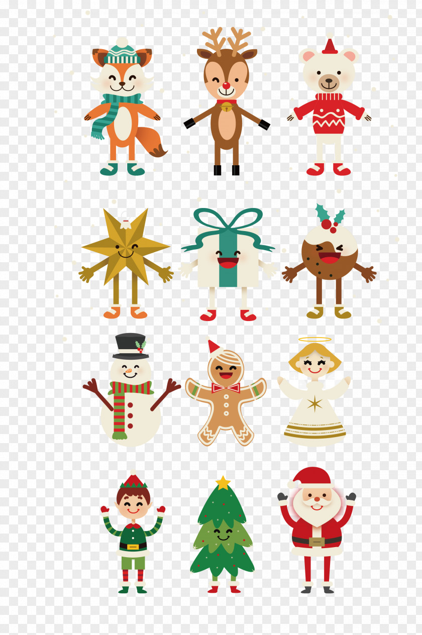 Vector Cartoon Snowman Christmas PNG