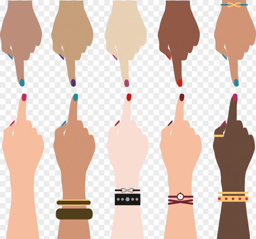 Vector Hand-painted Nail Hand Race Thumb PNG