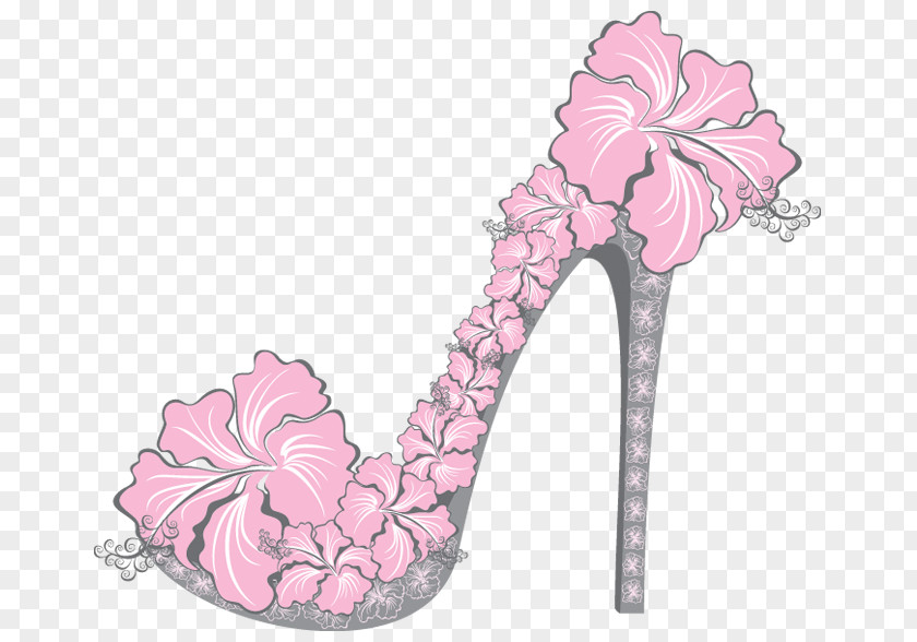 High-heeled Shoe Vector Graphics Floral Flower PNG