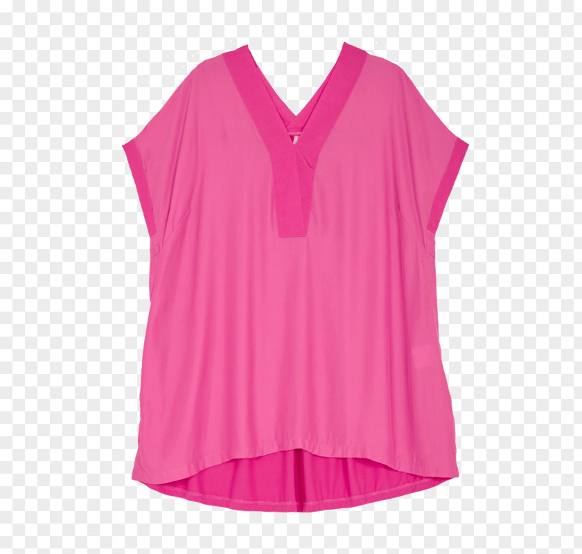 Dress Sleeve Blouse Pink M Neck PNG