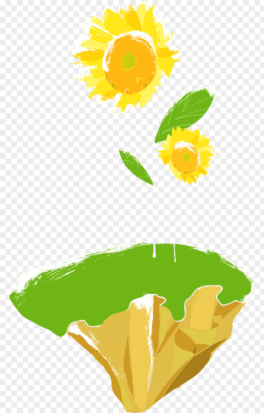 Green Floating Island Watercolor Painting Clip Art PNG