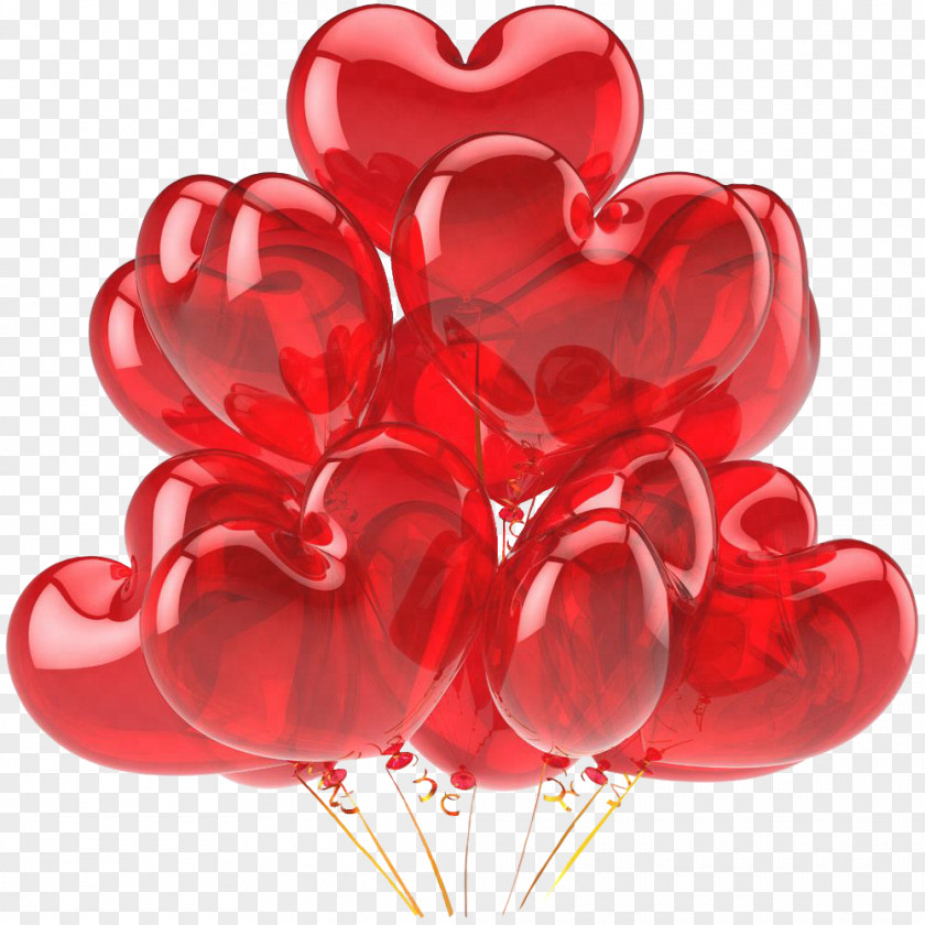 Multiple Red Transparent Heart Balloon Material Clip Art PNG