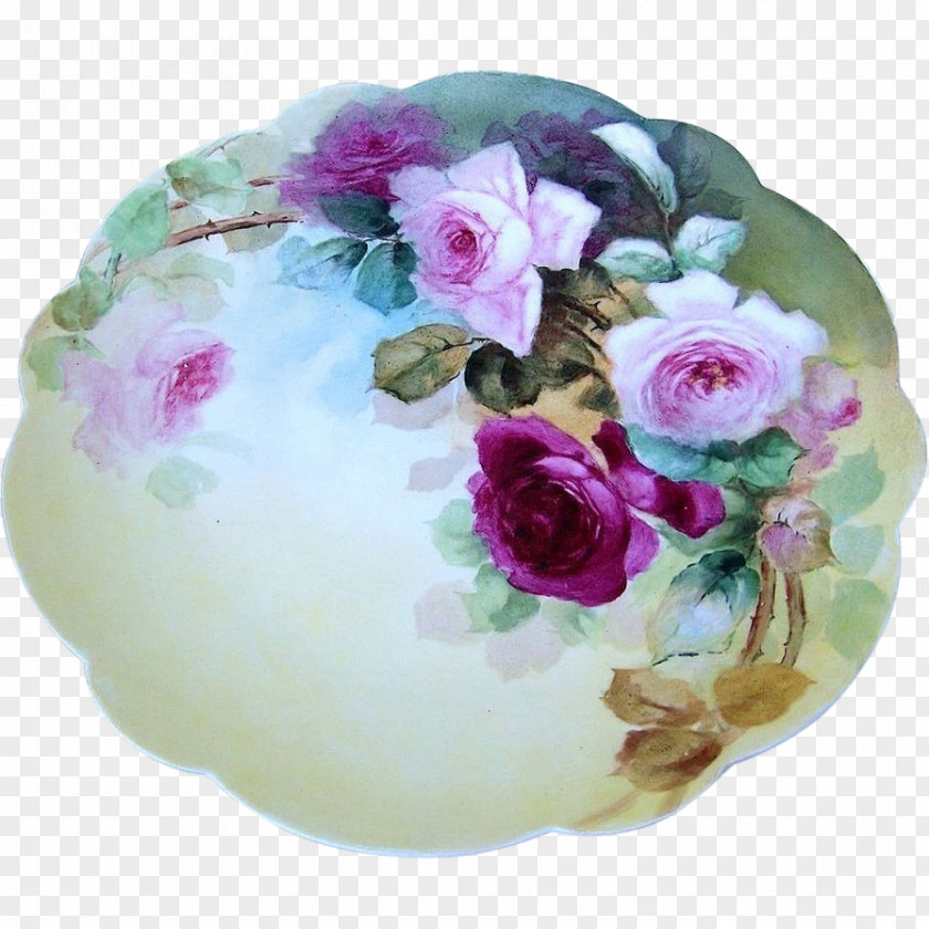 Plate Limoges Porcelain Rose PNG