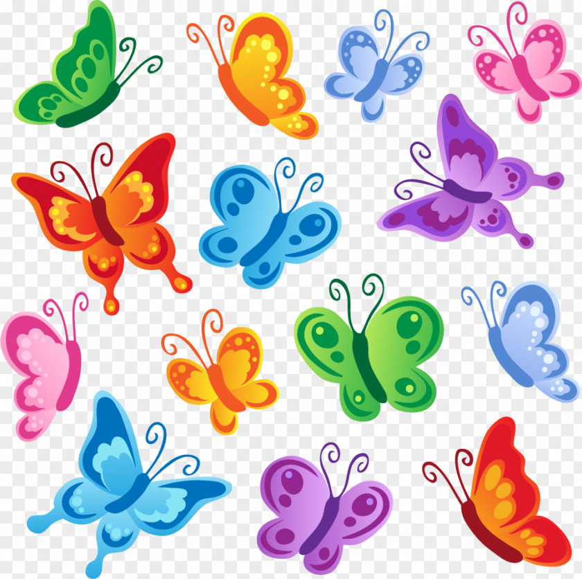 Colorful Cartoon Butterfly Clip Art PNG