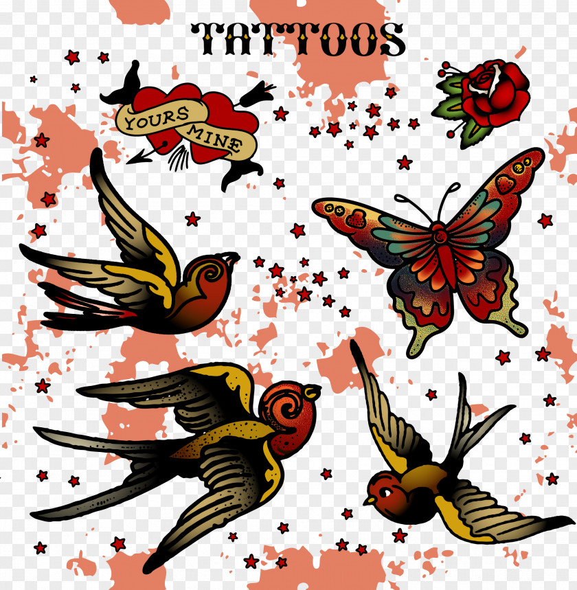 Decorative Bird Tattoo Stock Photography Clip Art PNG