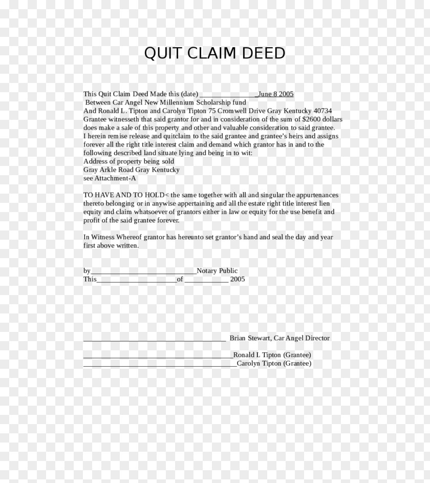 Deeds Quitclaim Deed Form Document Title PNG