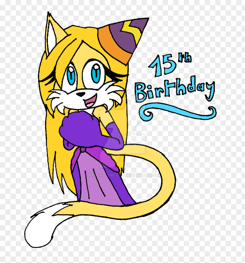 15th Birthday Whiskers Cat Cartoon Clip Art PNG