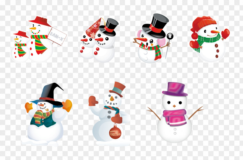 Cute Christmas Snowman Santa Claus Clip Art PNG