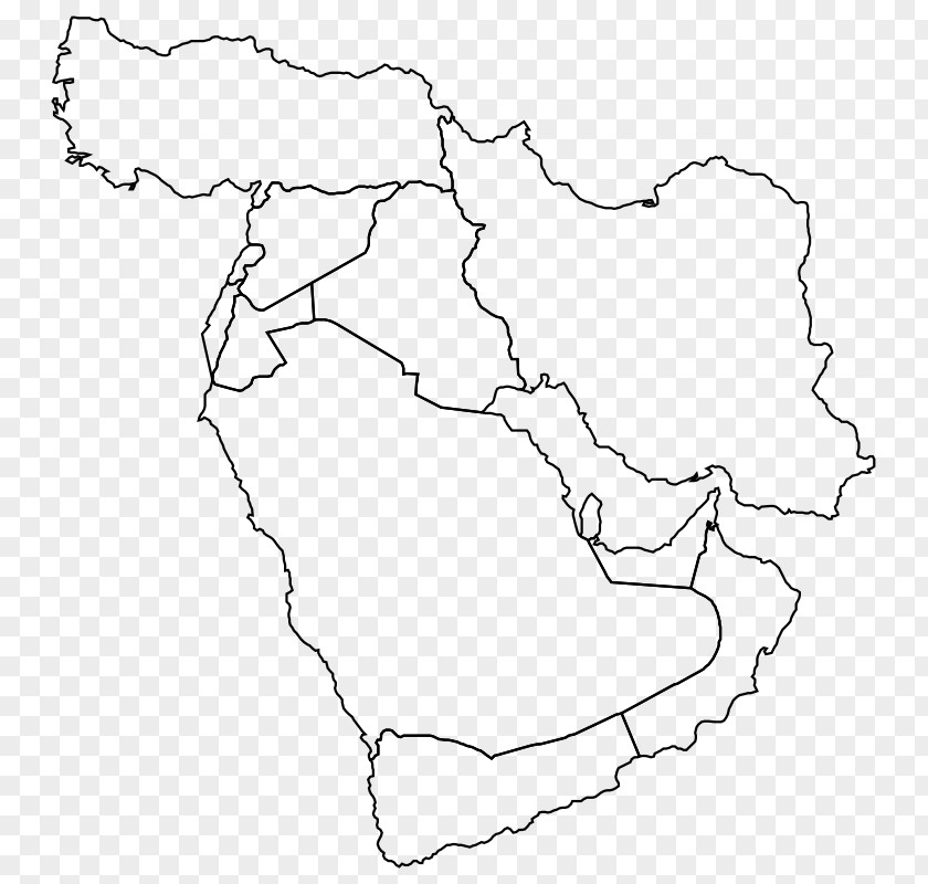United States Middle East Second World War Blank Map PNG