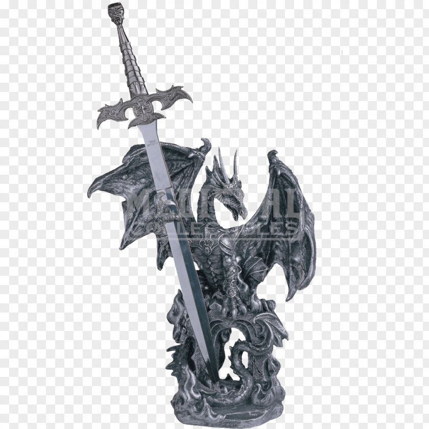 Hand Painted Lamp Dragon Knight Knife Sword Figurine PNG
