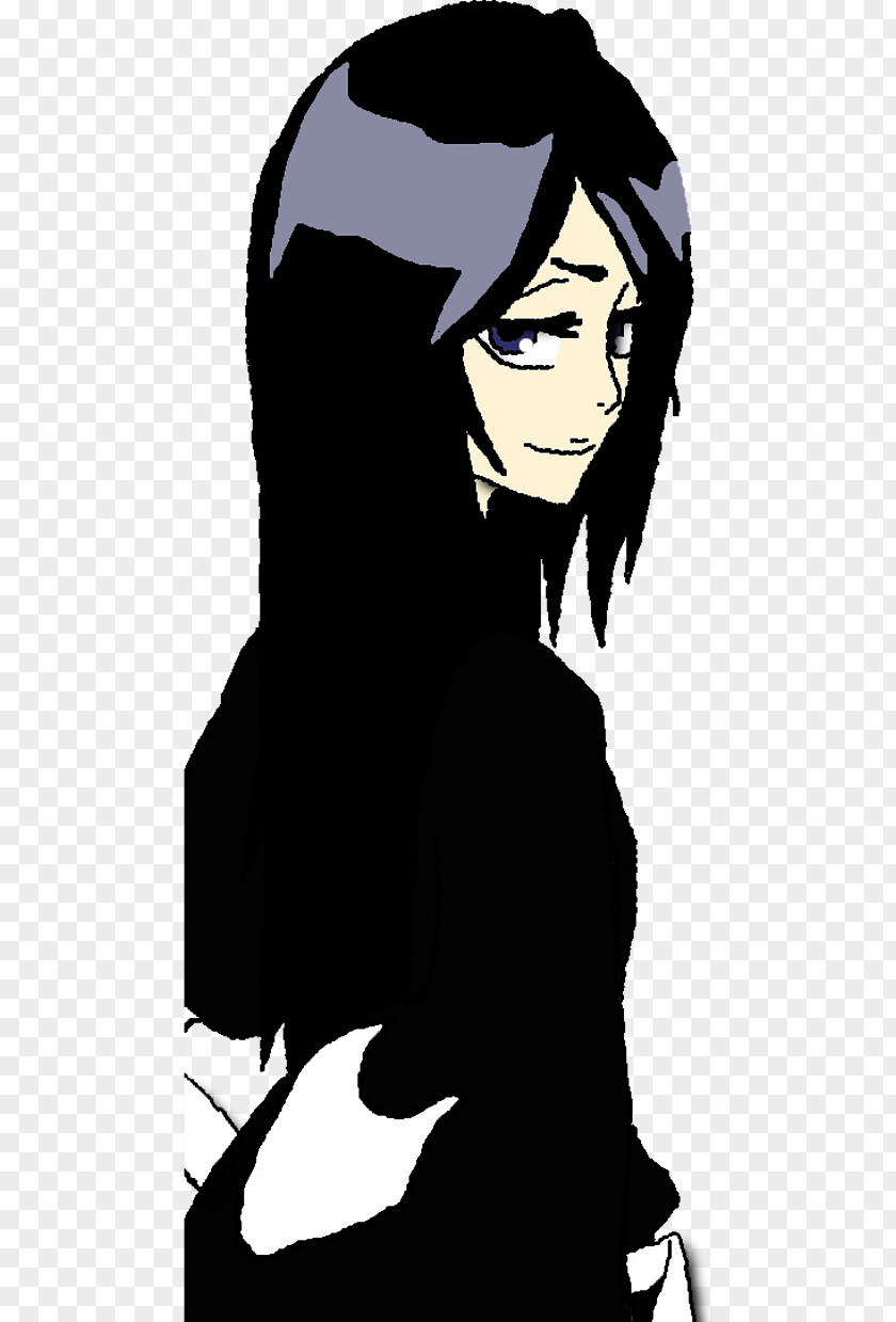 Long Hair Cartoon Black PNG