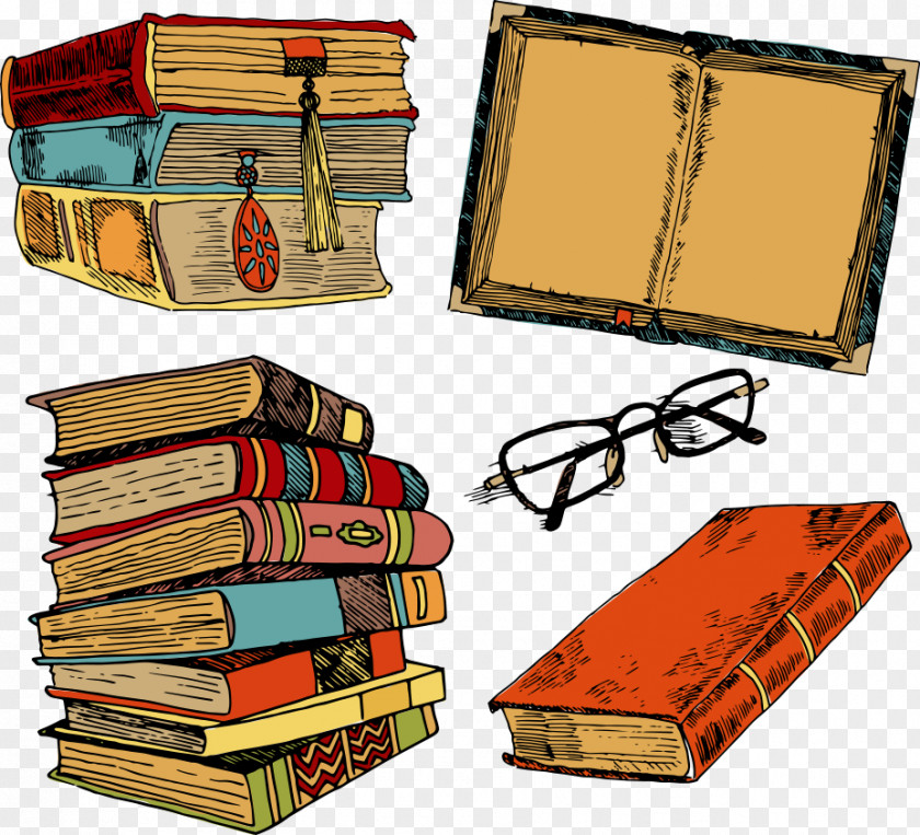 Vector Hand-painted Vintage Books Book Drawing Sketch PNG