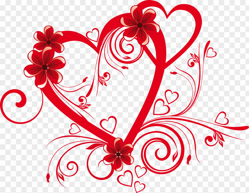 Valentine's Day Heart Flower Clip Art PNG
