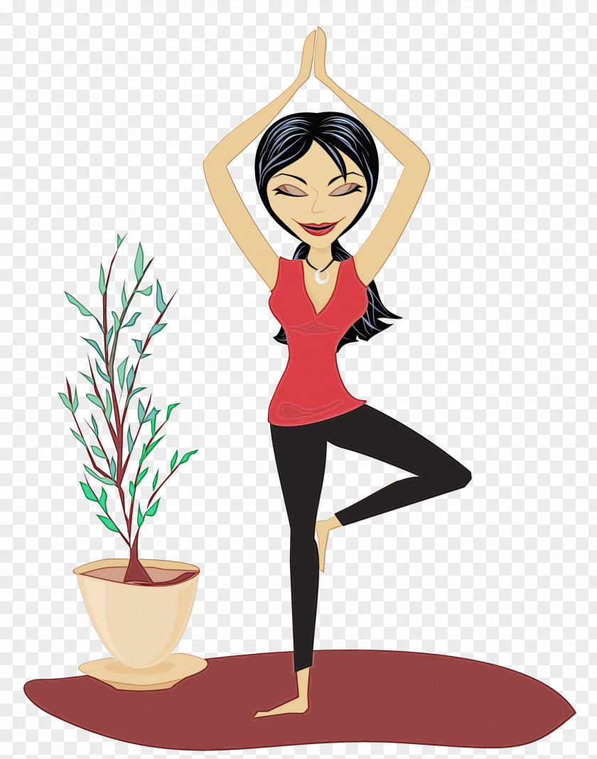 Black Hair Plant Yoga Background PNG