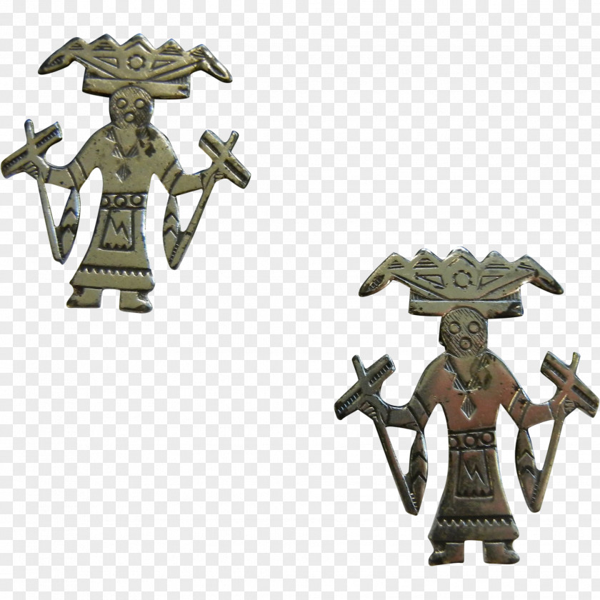 Silver Kachina Hopi Earring Figurine PNG