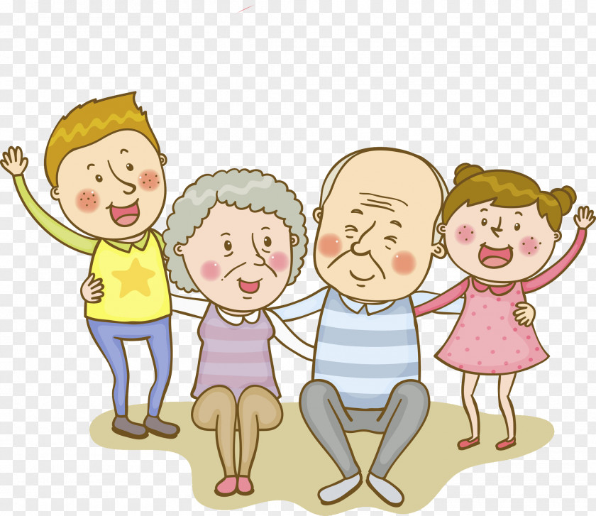 The Old And Children Grandparent Age Child Parenting Illustration PNG