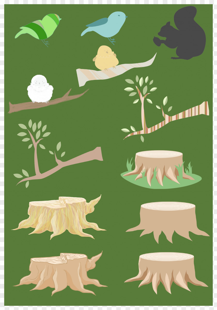Forest Day Green Animal Branching Clip Art PNG