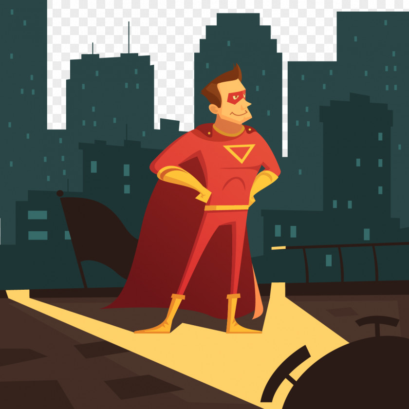 Superman Painted The Night Cartoon Superhero Drawing Illustration PNG