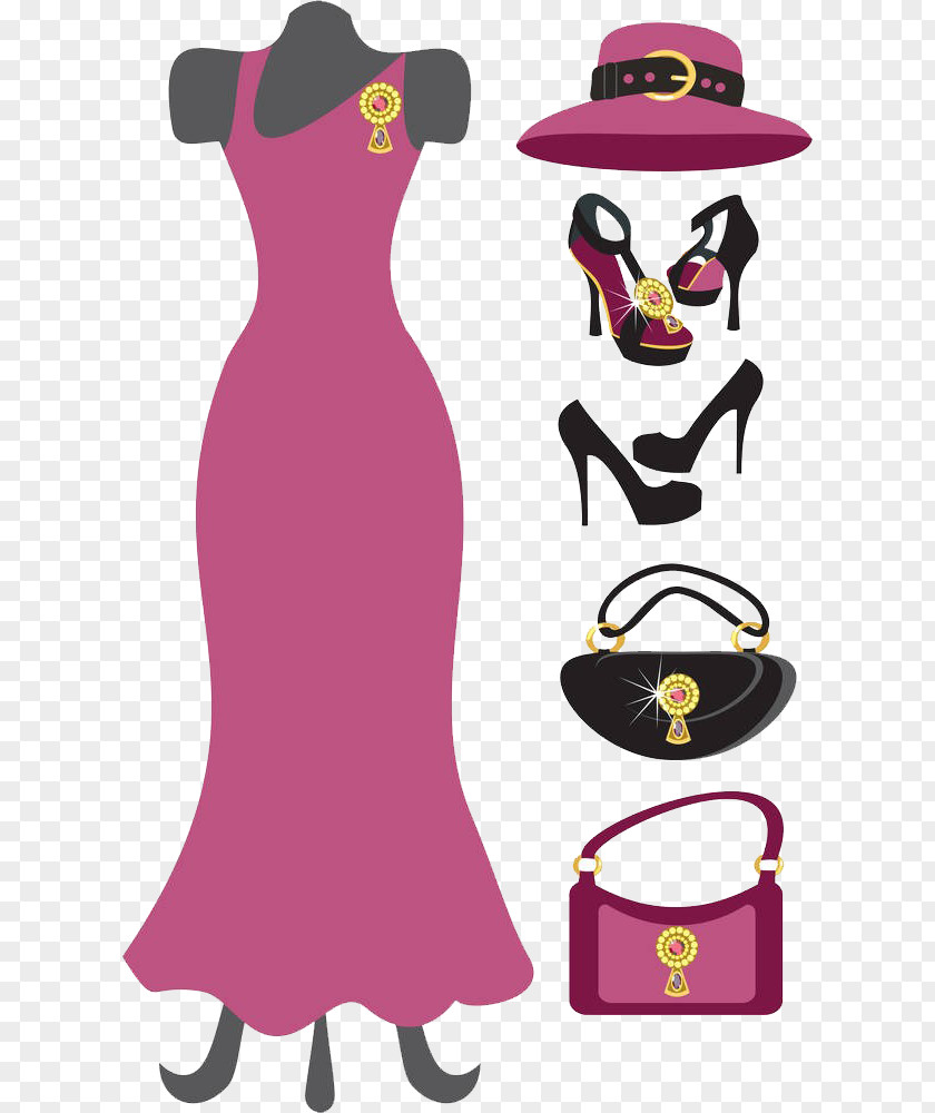 Hand Painted Fashion Model Design Clip Art PNG