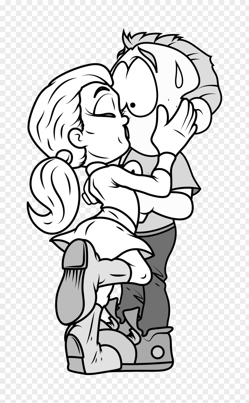 Kissing Couple Cartoon Characters Kiss Drawing Illustration PNG