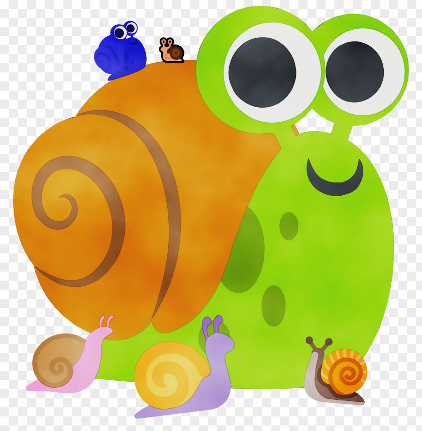 Snail Cartoon Yellow Background PNG