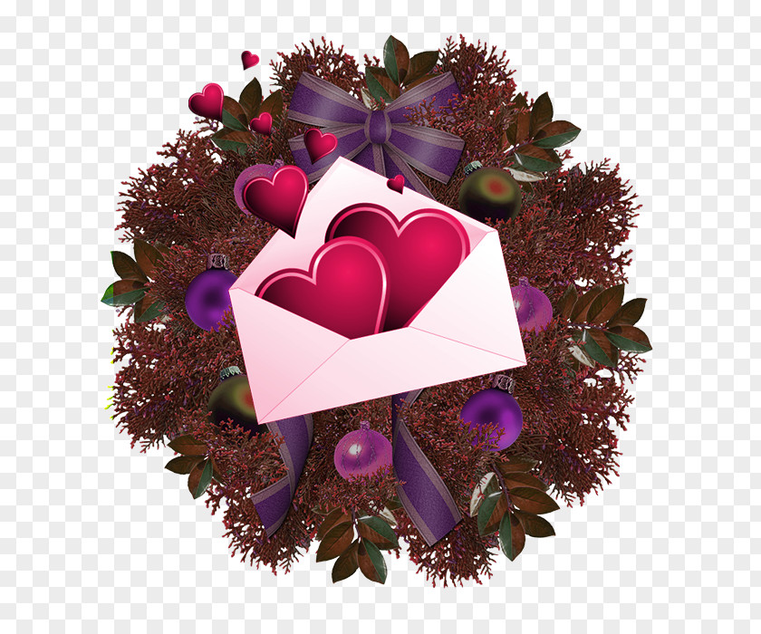 Valentine's Day Love Letter Bouquet Rudolph Christmas Ornament Wreath Flower PNG