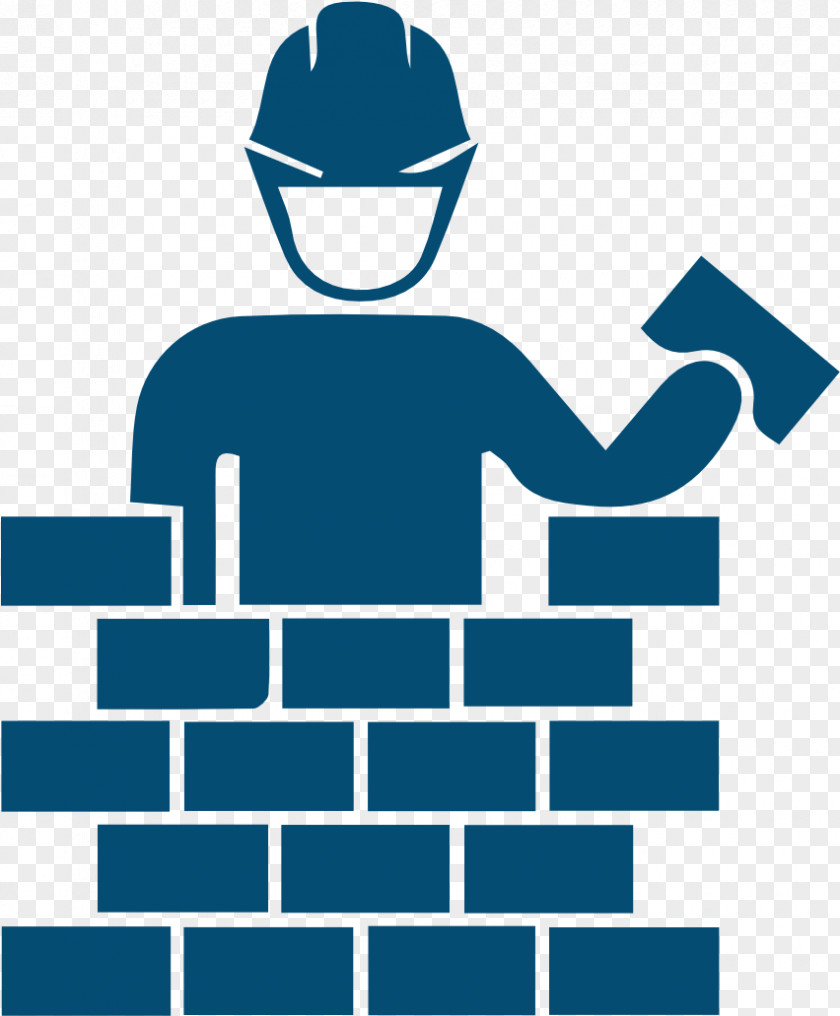 Construction Worker Bricklayer Line Electric Blue PNG