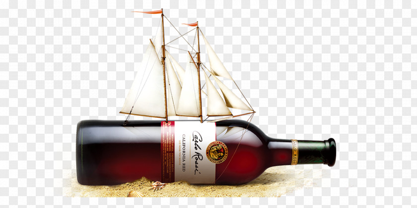 Bottle-shaped Boat Red Wine Bottle Creativity Designer PNG