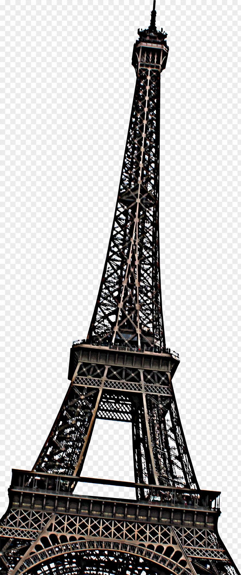 Hand Painted Black Iron Tower Eiffel Leaning Of Pisa Drawing PNG