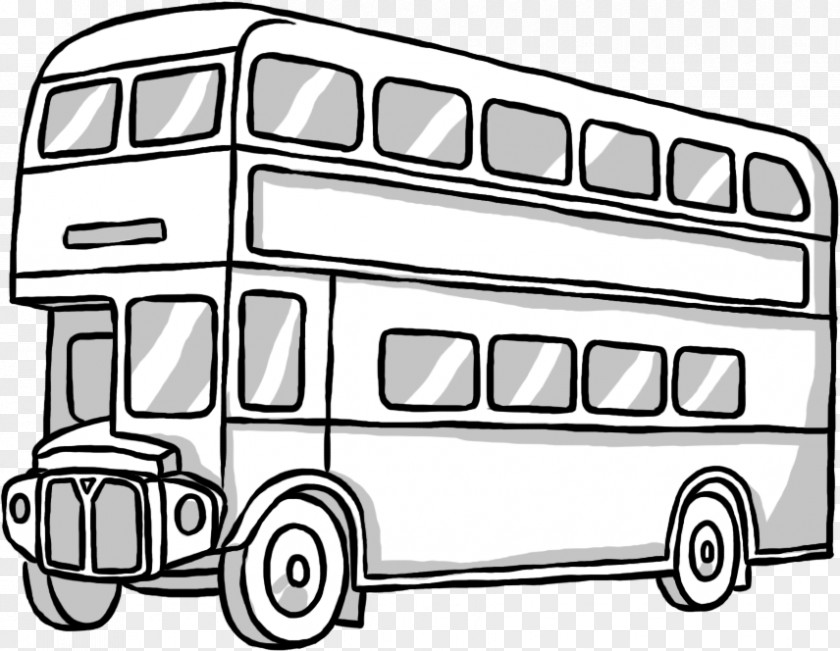 Hand-painted Double-decker Bus Drawing PNG