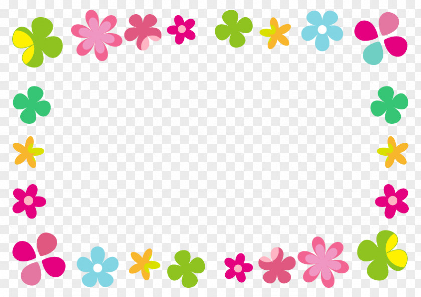 Colorful Clover And Flower Frame. PNG