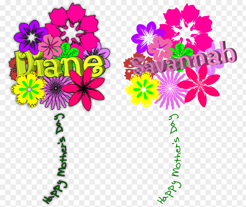Mothers Day Calligraphy Floral Design Cut Flowers Bouquet Flower PNG