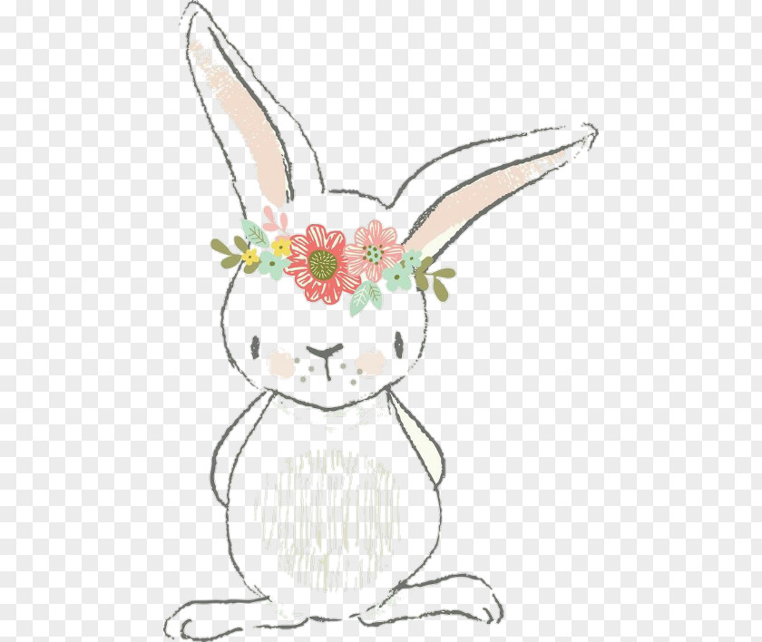 Cute Bunny Drawing Cartoon Rabbit Easter Watercolor Painting Hare PNG