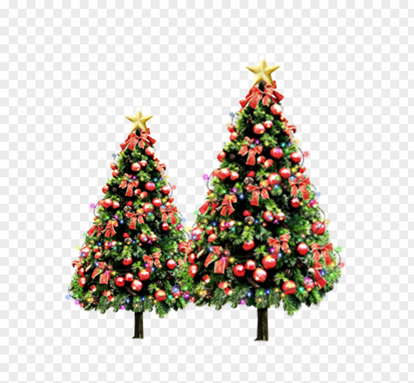 Green Christmas Tree Santa Claus Village A Carol PNG