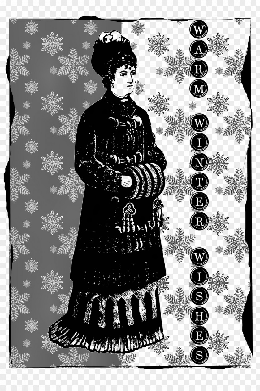 Warm Winter Poster Costume Design Vintage Clothing Illustration PNG