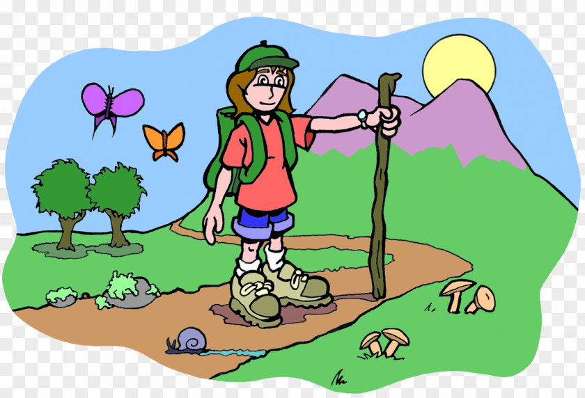 Child Hiking Cartoon Clip Art PNG
