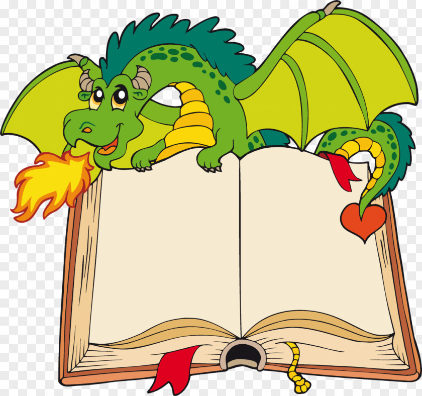 Magic Book Cartoon Dragon Clip Art PNG