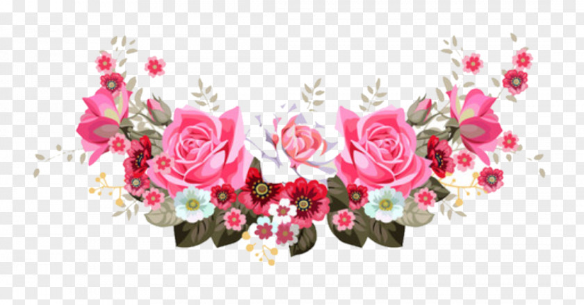 Beautifully Painted Rose Wreath Borde Floral Design Flower Page Header Clip Art PNG