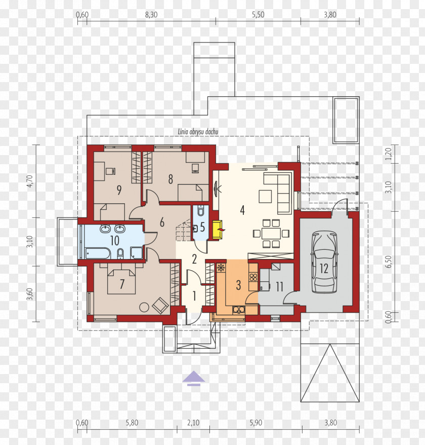 House Facade Rzut Floor Plan PNG