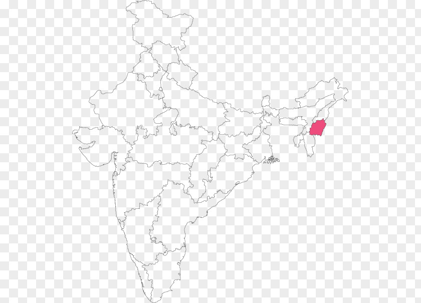 Map White India Line Art PNG