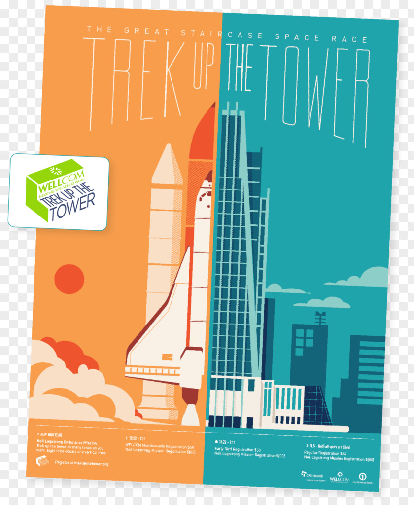 Promotional Poster Vertical Stair Climb | Trek Up The Tower Race Presented By WELLCOM First National Bank Building Stairs Graphic Design PNG
