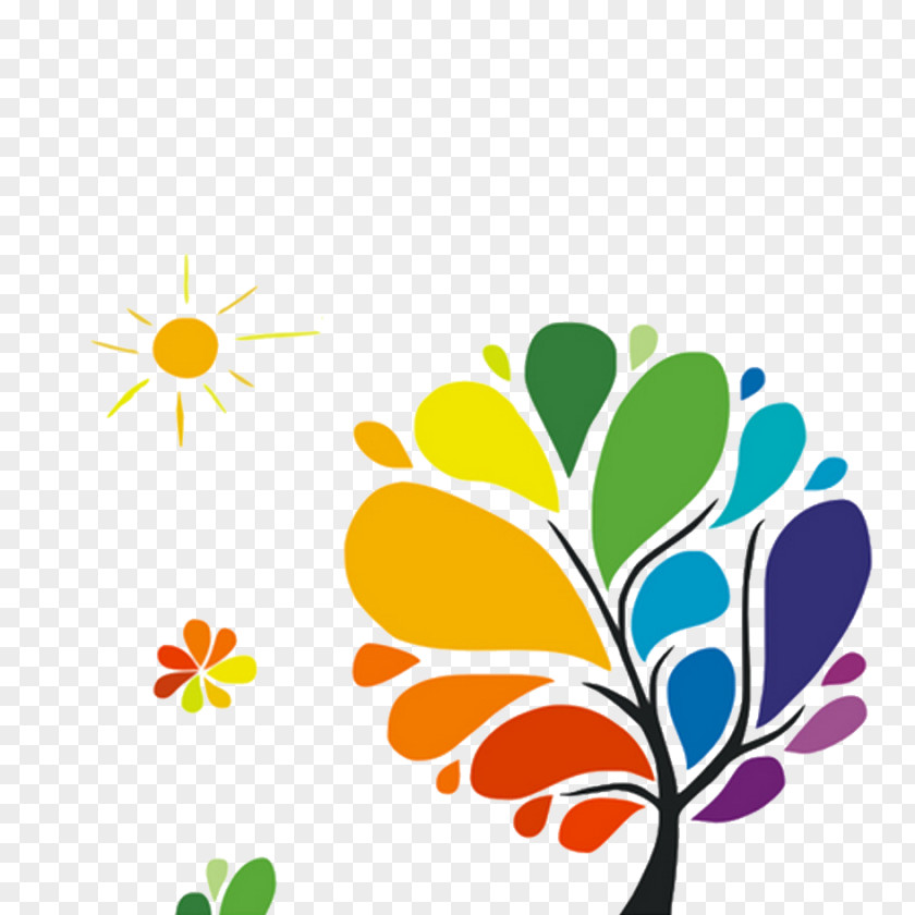 Hand Painted Color Tree Royalty-free Clip Art PNG