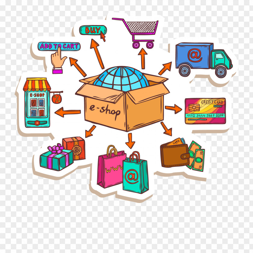 Vector Global Purchase E-commerce Online Shopping Business Process PNG