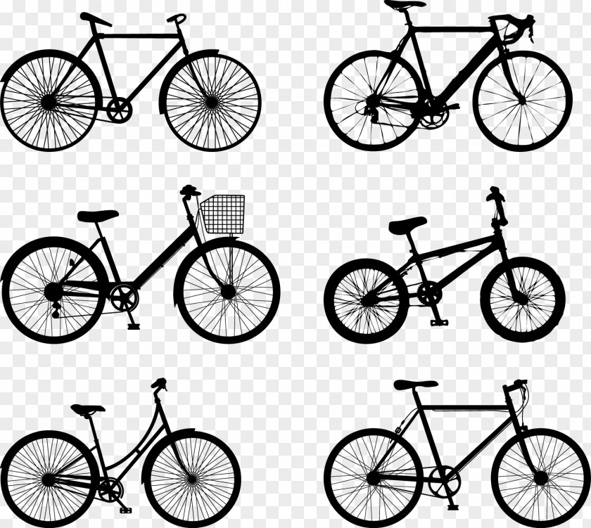 6 Flat Style Bicycle Silhouette Mountain Bike PNG