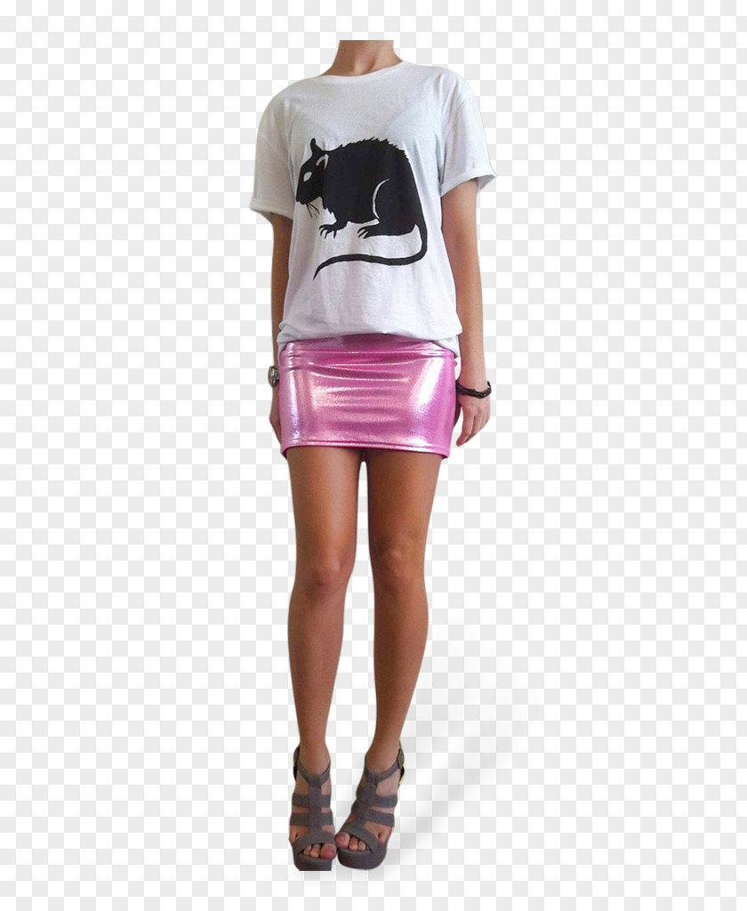 Denim Skirt Miniskirt T-shirt Fashion Sleeve Pink M PNG