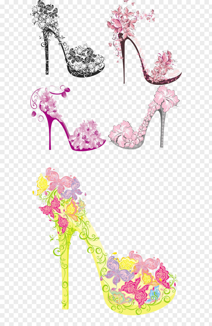 Flowers High Heels High-heeled Footwear Shoe Clip Art PNG