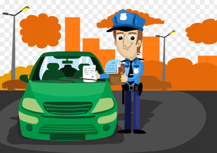 Hand-painted Traffic Police Car Euclidean Vector PNG